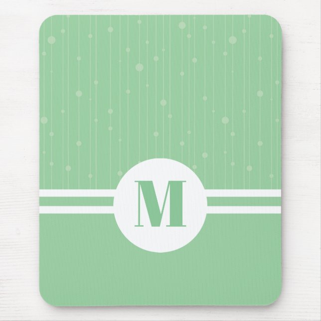 Mousepad Mint verde stripes monograma pastel mínimo (Frente)