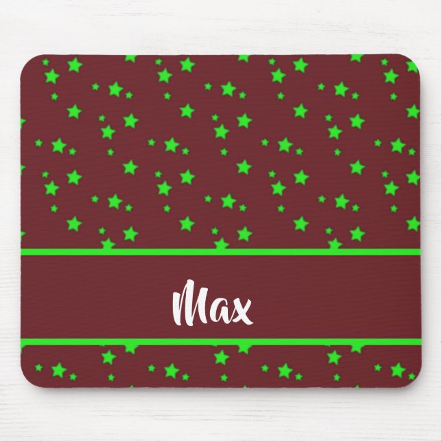Mousepad Minúsculas estrelas verdes em castanho (Frente)