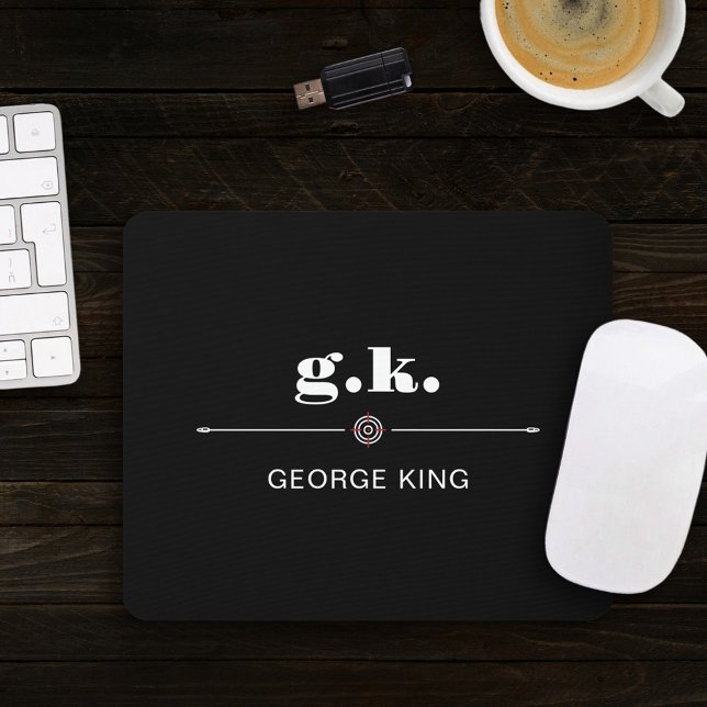 Mousepad Mira Alvo Monograma Preto e Branco (Criador carregado)