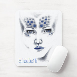 Mousepad Miss Universo Belo Cinza Azul Alienígena Lady Art