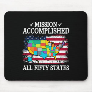 Mousepad Missão Cumprida em Todos os 50 Estados Visite Todo