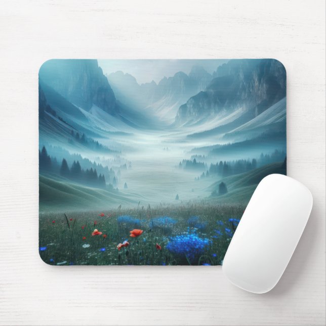 Mousepad Mister Mountain Valley com flores selvagens (Com mouse)