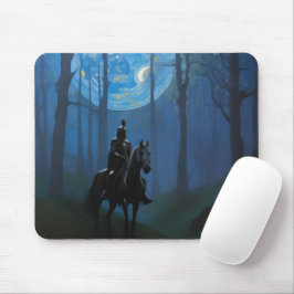 Mousepad Misterioso Cavaleiro Negro na Floresta Lua