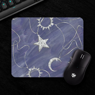 Mousepad Mística Encantadora Estrelas de Lua prateada Am