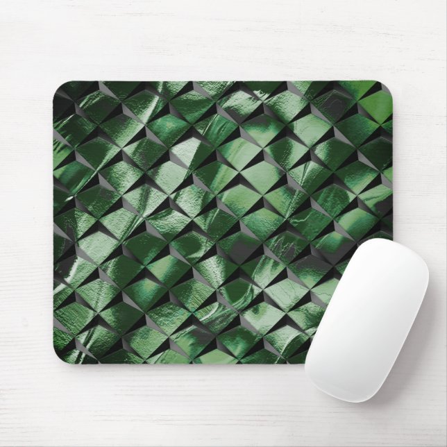 Mousepad Misturar quadrados 3D com imagem verde-escura do f (Com mouse)