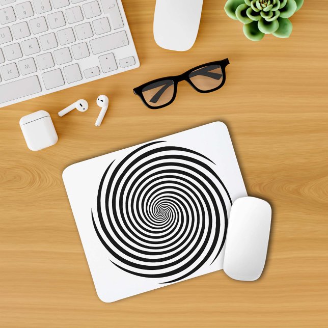 Mousepad Misture o seu mouse com a proteção do mouse espira (Spice up your workspace with this hypnotic retro modern black and white spiral computer mouse pad! )