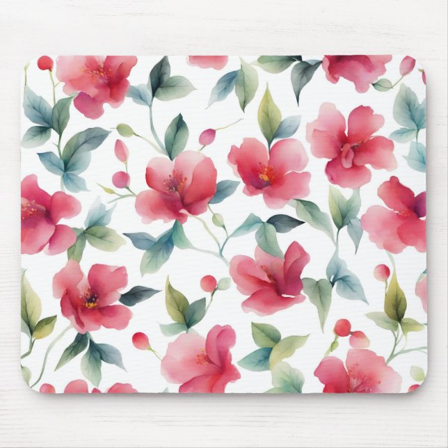 Mousepad Misty Red Floral Pattern (Frente)