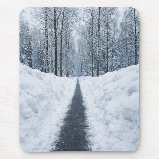 Mousepad Misty Winter Forest Path Winter Landscape (Frente)