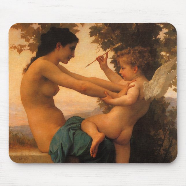 Mousepad Moça defendendo-se de Cupido de Bouguereau (Frente)
