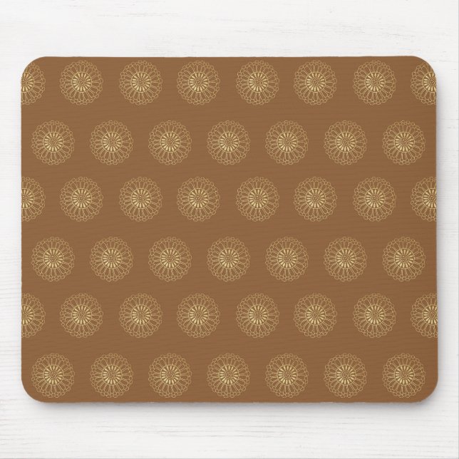 Mousepad Mocha | Golden Zinnia Flower Medallions (Frente)