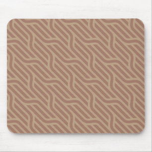 Mousepad Mocha Mousse Brown Buffed Beige Wavy Line Patterno