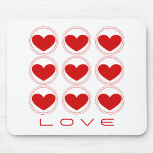 Mousepad Mod Hearts Love Mousepad, Red