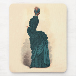 Mousepad Moda de Vestido Victoriano Azul Elegante
