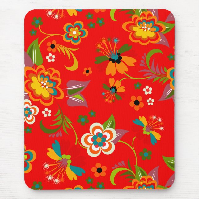 Mousepad Moda Floral Retro Legal Bonita, Cuta (Frente)
