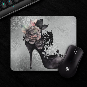 Mousepad Moda Gótica Alto Calços com Flor de Pastel Mudado