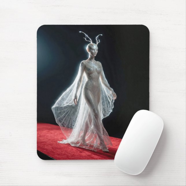 Mousepad Modelo Alien Futurista em Vestido de Teia de Aranh (Com mouse)