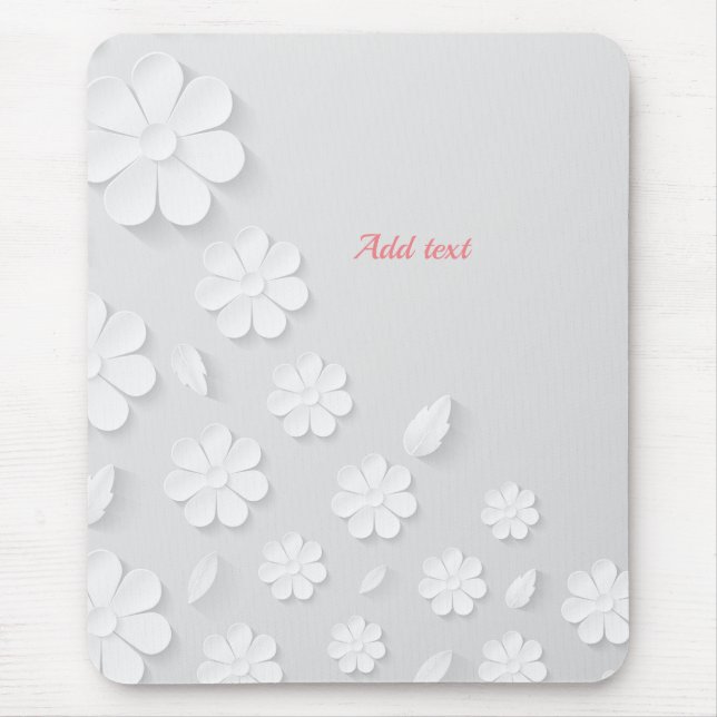 Mousepad Modelo branco sobre padrão floral branco, mouse pa (Frente)
