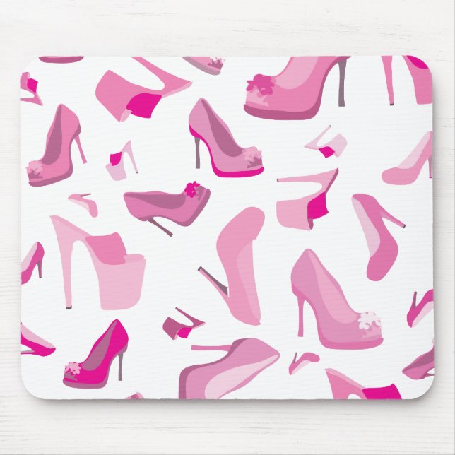 Mousepad Modelo cor-de-rosa decorativo dos calçados (Frente)