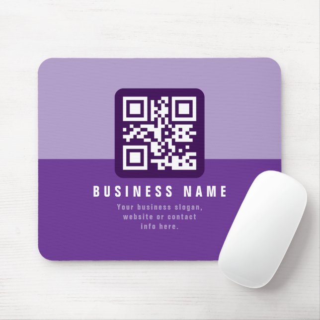 Mousepad Modelo de código QR moderno editável | Roxos (Com mouse)