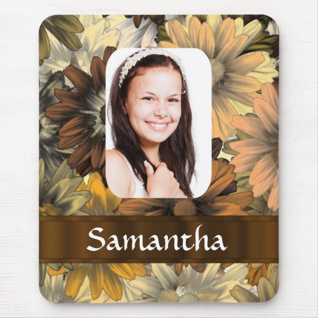 Mousepad Modelo de foto floral castanho (Frente)