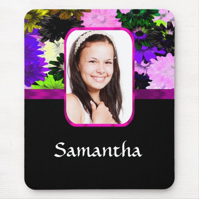 Mousepad Modelo de foto floral multicolor (Frente)
