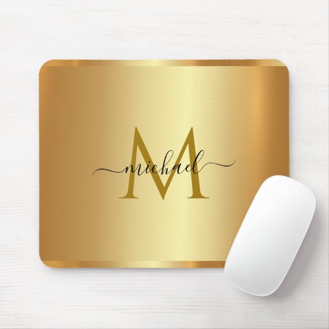 Mousepad Modelo de Inicial de Monograma de Nome Personaliza (Com mouse)