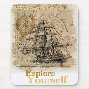 Mousepad Modelo de Mapa Clássico Motivacional Explore-se