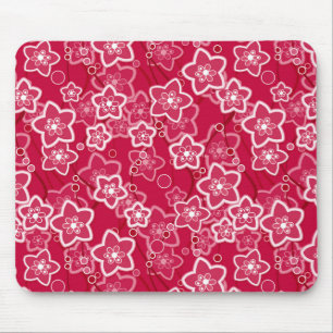 Mousepad modelo de moda rústica floral vermelha