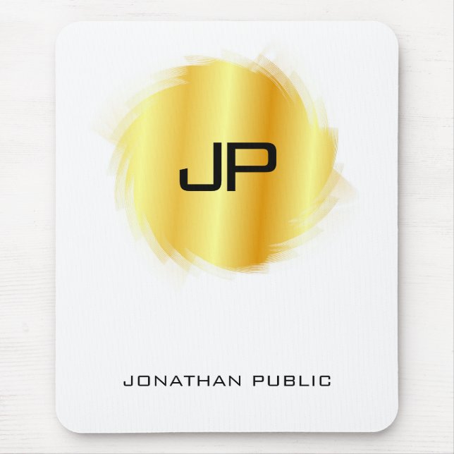 Mousepad Modelo de Monograma Dourado Metálico (Frente)