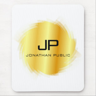 Mousepad Modelo de Monograma Dourado Metálico Personalizado