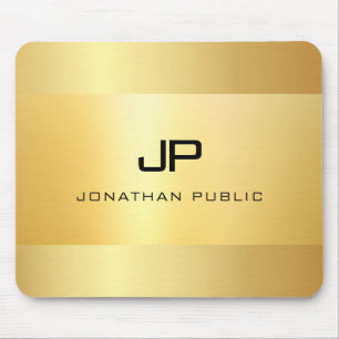 Mousepad Modelo de Monograma Elegante Preto Moderno e Preto