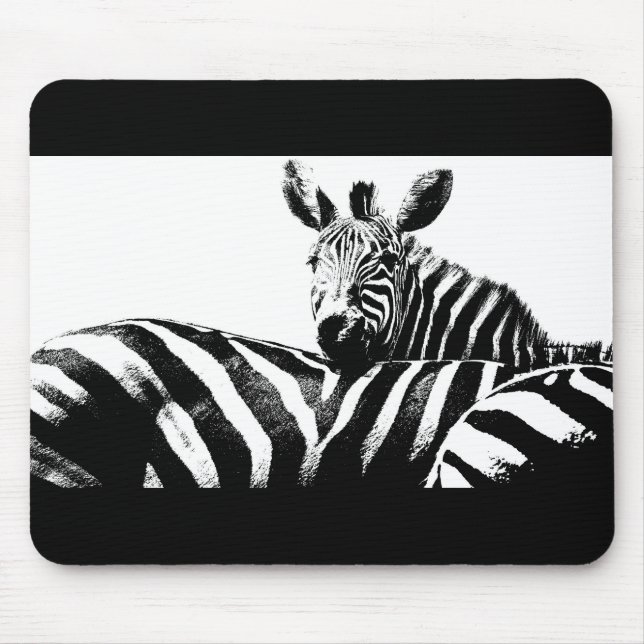 Mousepad Modelo de Pop branco-preto Zebras personalizável (Frente)
