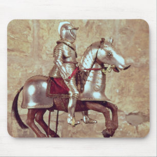 Mousepad Modelo de um cavalo e de um cavaleiro barded,