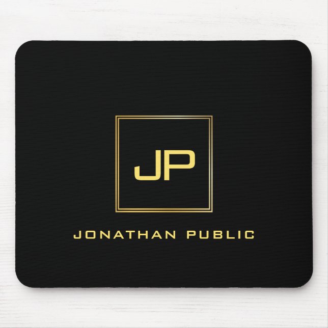 Mousepad Modelo Dourado Preto Personalizado Moderno (Frente)