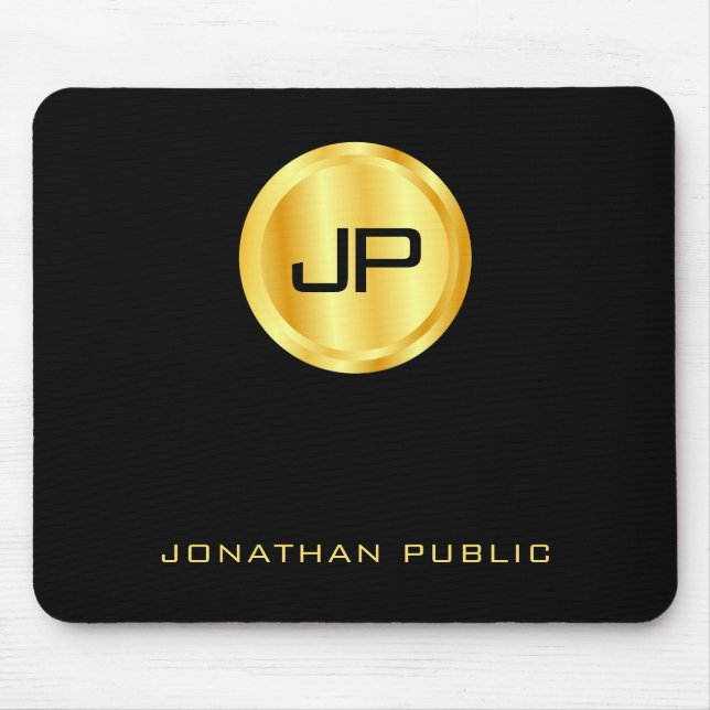 Mousepad Modelo-Elegante Preto E Dourado (Frente)