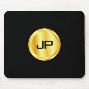 Mousepad Modelo, preto e Dourado, monograma