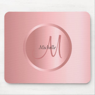 Mousepad Modelo rosa Dourado Mono-grama Moderno Elegante
