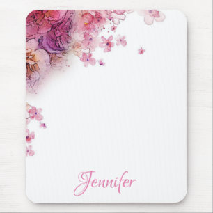 Mousepad Modelo Watercolor Flowers Rosas Elegante