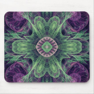 Mousepad Modern Abstract Fractal Purple and Green Design