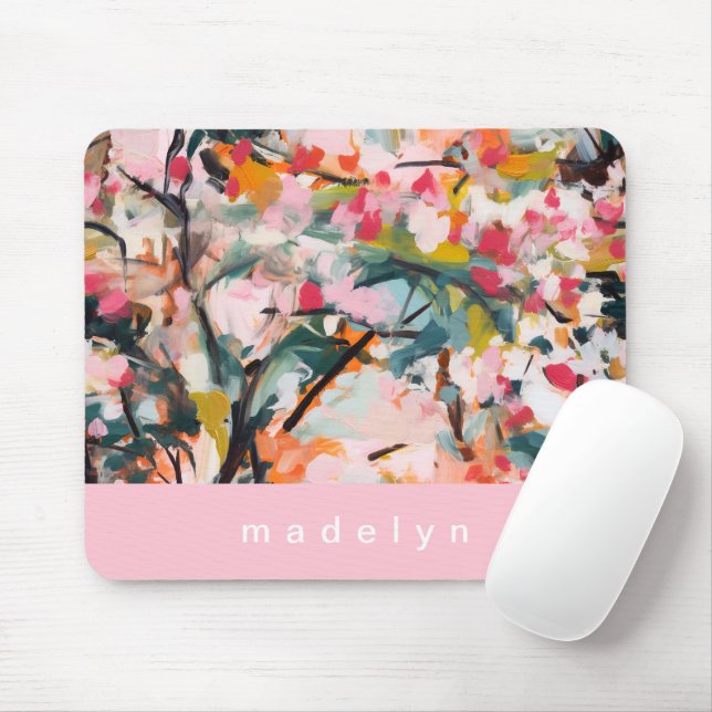 Mousepad Modern Abstract Painted Botanical Tree (Com mouse)