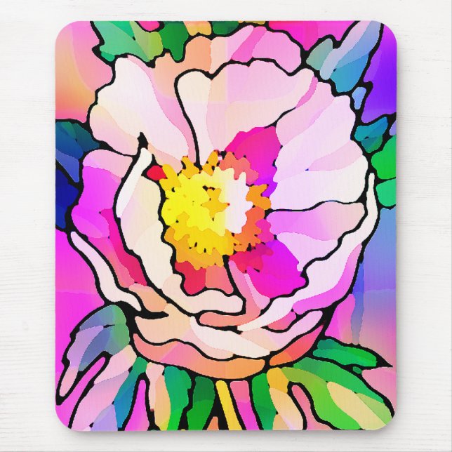 Mousepad Modern Abstract Pink Flower (Frente)