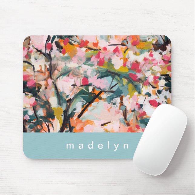 Mousepad Modern Abstrato Art Watercolor Floral Personalizad (Com mouse)