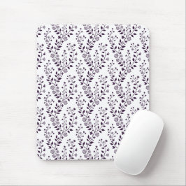 Mousepad Modern Boho Floral Pattern Plum White