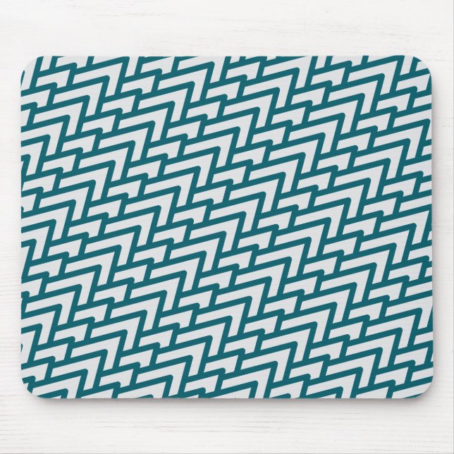 Mousepad Modern Dark Teal Geometric Pattern on Light Gray (Frente)