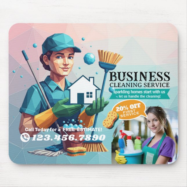 Mousepad Modern House Cleaning Maid Service Housekeeping (Frente)