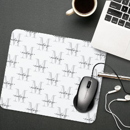 Mousepad Modern Monogram Minimal Black White