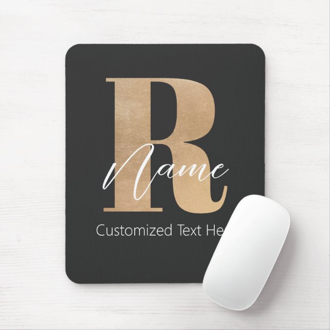 Mousepad Modern Monogrammed Initial R & Name Personalized (Com mouse)