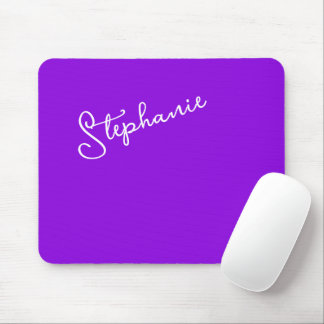 Mousepad Modern Purple Personalized Name Script Minimalist