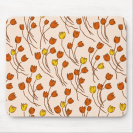 Mousepad Modern Sketchy Tulips Pattern | Retro Palette