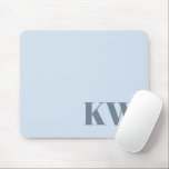 Mousepad Modern Soft Blue Monogram Initials Personalized<br><div class="desc">Modern Soft Blue Monogram Initials Personalized Mouse Pad</div>